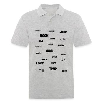 Buch auf verschiedenen Sprachen - Männer Poloshirt - Grau meliert - Vorne - Kai (181cm)