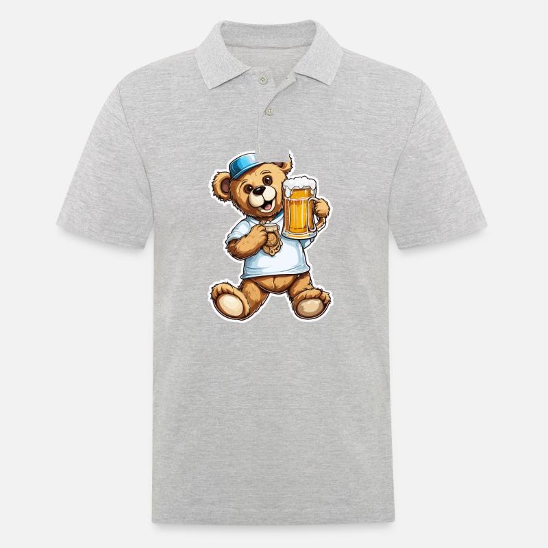 Teddybär / Kuscheltier / Stofftier / Geschenkidee - Männer Poloshirt - Grau meliert