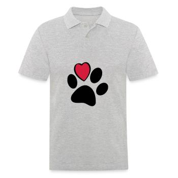 Chiens ou chats pattes avec cœur. Journée des animaux - Polo Homme - gris chiné - Devant - Kai (181cm)
