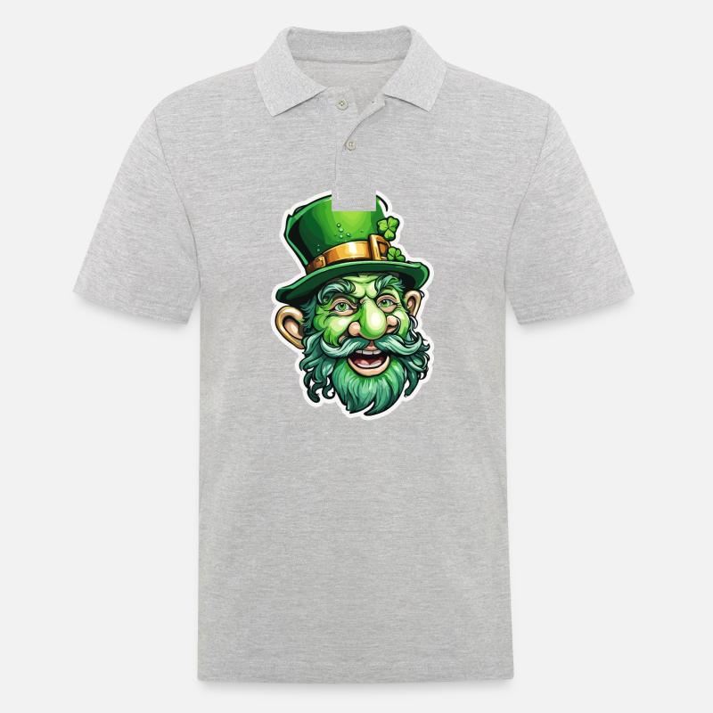 Leprechaun / Leprechaun / Vert / Gingembre / Irlande - Polo Homme - gris chiné