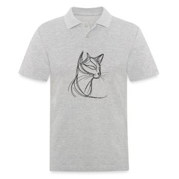 Cat in fine line art - Men's Polo Shirt - heather grey - Front - Kai (181cm)