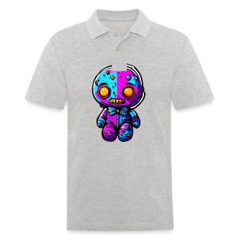 Poupée d’horreur / Halloween / Effrayant / Sombre - Polo Homme - gris chiné - Devant - Kai (181cm)