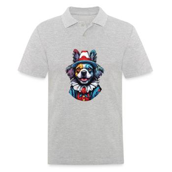 Clown Animal / Cirque / Drôle / Coloré / Spectacle / Chien - Polo Homme - gris chiné - Devant - Kai (181cm)