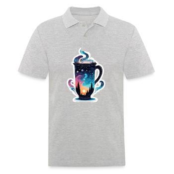 Silhouette / Forêt / Portrait / Arbres / Mug - Polo Homme - gris chiné - Devant - Kai (181cm)
