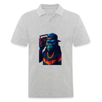 WPAP Style Animals - Gorilla Hip Hop Outfit Boombox - Polo Homme - gris chiné - Devant - Kai (181cm)
