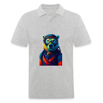 WPAP Style Animals - Polar Bear in Diving Suit Breathing Apparatus - Men's Polo Shirt - heather grey - Front - Kai (181cm)