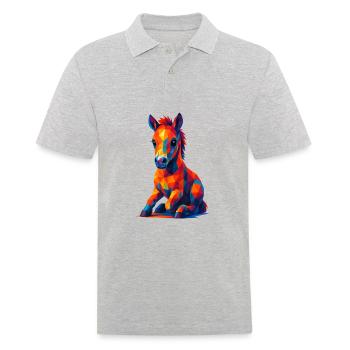 WPAP Polygon Kawaii Stil Tiere Baby Pferd Fohlen - Männer Poloshirt - Grau meliert - Vorne - Kai (181cm)