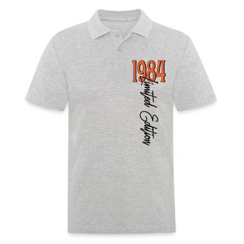 1984 Vintage anniversaire drôles dictons - Polo Homme - gris chiné - Devant - Kai (181cm)