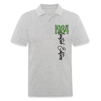 1984 Vintage anniversaire drôles dictons - Polo Homme - gris chiné - Devant - Kai (181cm)