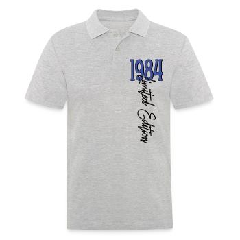 1984 Vintage anniversaire drôles dictons - Polo Homme - gris chiné - Devant - Kai (181cm)