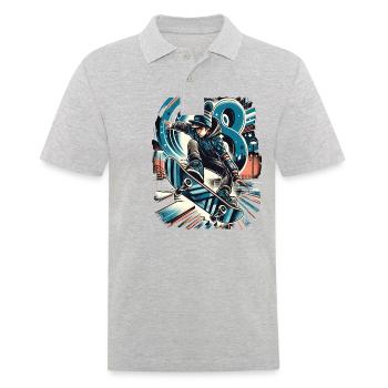 Skateboard Skater Design pour les garçons de 8 ans - Polo Homme - gris chiné - Devant - Kai (181cm)