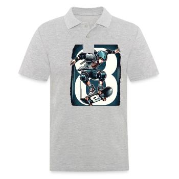 Skateboard Skater Design pour les garçons de 8 ans - Polo Homme - gris chiné - Devant - Kai (181cm)