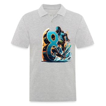 Skateboard Skater Design pour les garçons de 8 ans - Polo Homme - gris chiné - Devant - Kai (181cm)