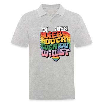Dresden: Lieb Doch Wen Du Willst - LGBTQ - Männer Poloshirt - Grau meliert - Vorne - Kai (181cm)