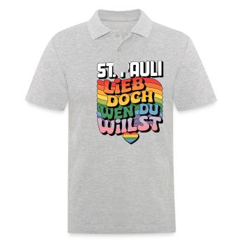 St.Pauli: Lieb Doch Wen Du Willst - LGBTQ - Männer Poloshirt - Grau meliert - Vorne - Kai (181cm)