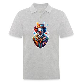 Clown / Zirkus / Fasching / Karneval / verspielt - Männer Poloshirt - Grau meliert - Vorne - Kai (181cm)