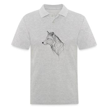 Wolf fine line art - Men's Polo Shirt - heather grey - Front - Kai (181cm)