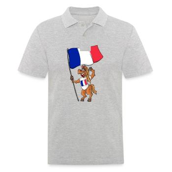 Frankreich Fan Pferd - Männer Poloshirt - Grau meliert - Vorne - Kai (181cm)