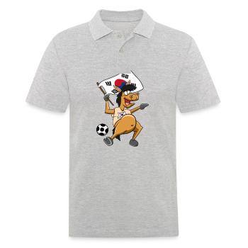 Fan Pferd Südkorea - Männer Poloshirt - Grau meliert - Vorne - Kai (181cm)