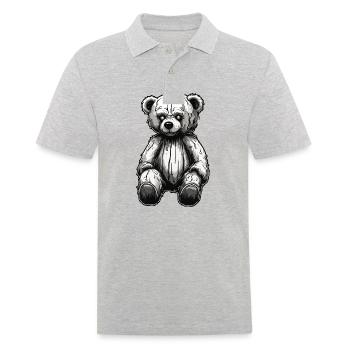 Teddybär / Kuscheltier / Stofftier / Geschenkidee - Männer Poloshirt - Grau meliert - Vorne - Kai (181cm)