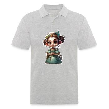 Cute Monkey / Monkey Girl / Cute / Hair Bow - Men's Polo Shirt - heather grey - Front - Kai (181cm)