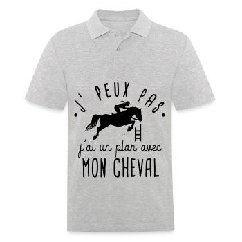 Je peux pas j'ai cheval humour équitation chevaux - Polo Homme - gris chiné - Devant - Kai (181cm)