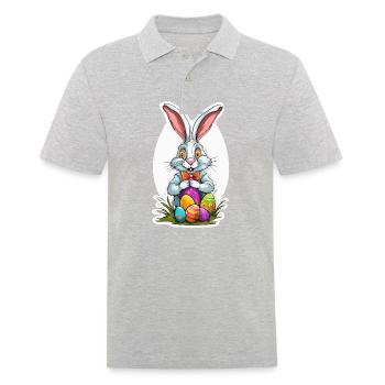 Osterhase / Ostern / Eier / Feiertage / Osterfest - Männer Poloshirt - Grau meliert - Vorne - Kai (181cm)