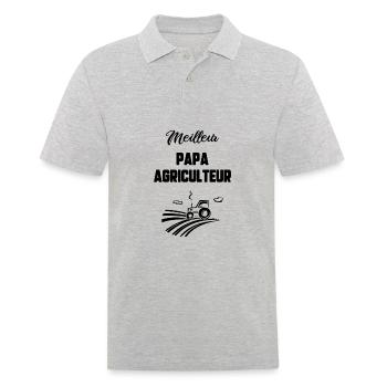 Meilleur papa agriculteur - Polo Homme - gris chiné - Devant - Kai (181cm)