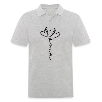 Oma Schrift Herzblume - Männer Poloshirt - Grau meliert - Vorne - Kai (181cm)