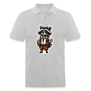 Lederhose / Tier / Tracht / Tradition / Waschbär - Männer Poloshirt - Grau meliert - Vorne - Kai (181cm)