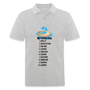 Mein Perfekter Tag mit Urlaubsmotiv - Männer Poloshirt - Grau meliert - Vorne - Kai (181cm)