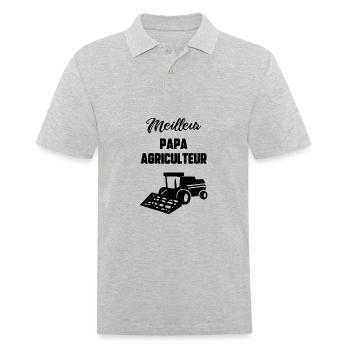 Meilleur papa agriculteur - Polo Homme - gris chiné - Devant - Kai (181cm)
