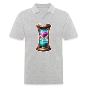 Hourglass / Timepiece / Antique /Grains of Sand / Drain - Men's Polo Shirt - heather grey - Front - Kai (181cm)