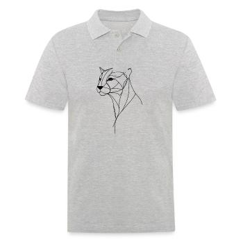 Panther feine Linienkunst - Männer Poloshirt - Grau meliert - Vorne - Kai (181cm)