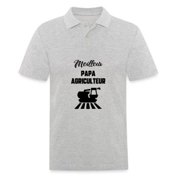 Meilleur papa agriculteur - Polo Homme - gris chiné - Devant - Kai (181cm)