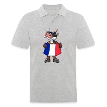 Frankreich Kuh Fan - Männer Poloshirt - Grau meliert - Vorne - Kai (181cm)