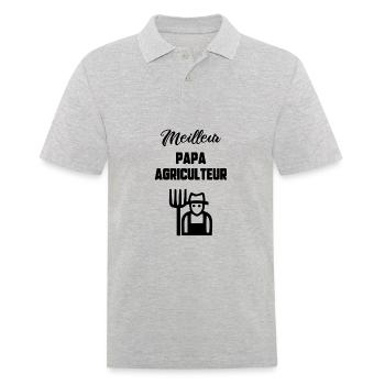 Meilleur papa agriculteur - Polo Homme - gris chiné - Devant - Kai (181cm)