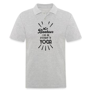 Le Bonheur c'est de pratiquer le Yoga ! - Polo Homme - gris chiné - Devant - Kai (181cm)