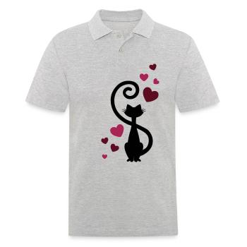 Cat Love In Love - cat in love - gift idea - Men's Polo Shirt - heather grey - Front - Kai (181cm)