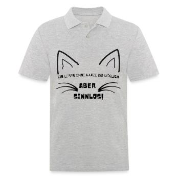 Ein Leben ohne Katze ist möglich aber sinnlos - Männer Poloshirt - Grau meliert - Vorne - Kai (181cm)