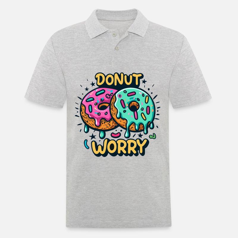 Donut worry - Männer Poloshirt - Grau meliert