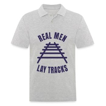 Echte Kerle verlegen Gleise Schienen - Männer Poloshirt - Grau meliert - Vorne - Kai (181cm)