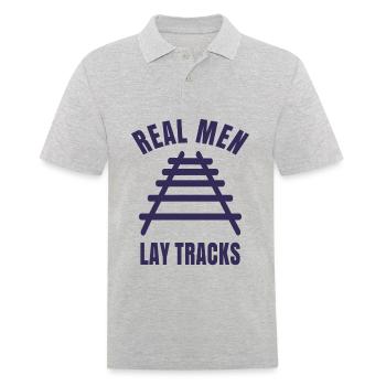 Real men lay tracks rails - Men's Polo Shirt - heather grey - Front - Kai (181cm)