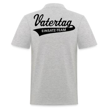 Vatertag Einsatz-Team Schriftzug - Männer Poloshirt - Grau meliert - Hinten - Kai (181cm)