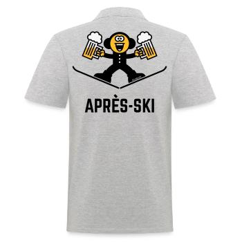 Après-Ski (Bier / Karikatur / 3C) - Männer Poloshirt - Grau meliert - Hinten - Kai (181cm)