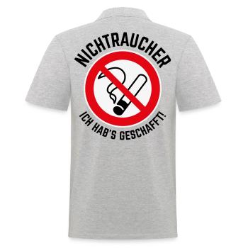 Nichtraucher – Ich Hab’s Geschafft! (3C / B) - Männer Poloshirt - Grau meliert - Hinten - Kai (181cm)