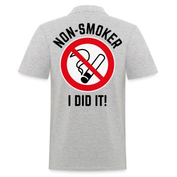 Non-Smoker – I Did It! (3C / B) - Männer Poloshirt - Grau meliert - Hinten - Kai (181cm)