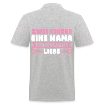 Mama Von 2 Kindern - Männer Poloshirt - Grau meliert - Hinten - Kai (181cm)
