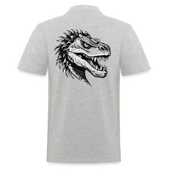 Drachenkopf Illustration schwarz Weiß - Männer Poloshirt - Grau meliert - Hinten - Kai (181cm)