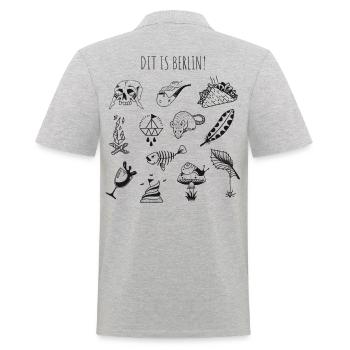 DIT IS BERLIN! - Männer Poloshirt - Grau meliert - Hinten - Kai (181cm)